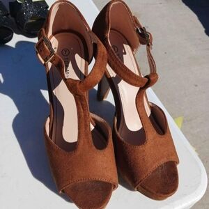 Brown Suede Women's Heels
